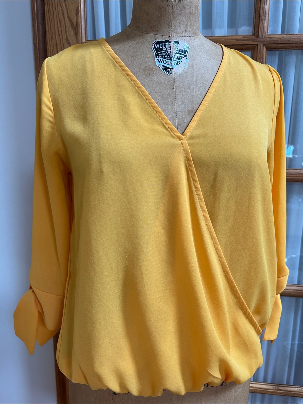 West Kei sunflower Yellow Drapey V-Neck Wrap Blouse